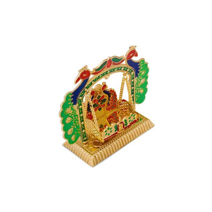 Jhula - 5 x 6 Inches | Meenakari & Peacock Design Unjal / Jhoola / laddu gopal jhula/ Swing for god