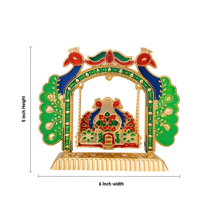 Jhula - 5 x 6 Inches | Meenakari & Peacock Design Unjal / Jhoola / laddu gopal jhula/ Swing for god