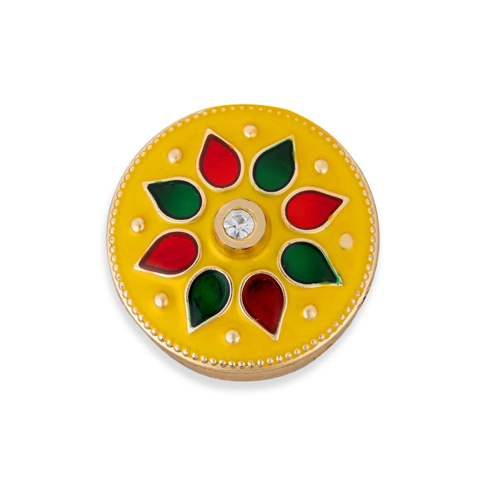 Kumkum Box Set - 2 Inch Dia | 6 Pcs/ Flower Design Sindoor Pot/ Kumkum Bharani For Pooja And Gifting