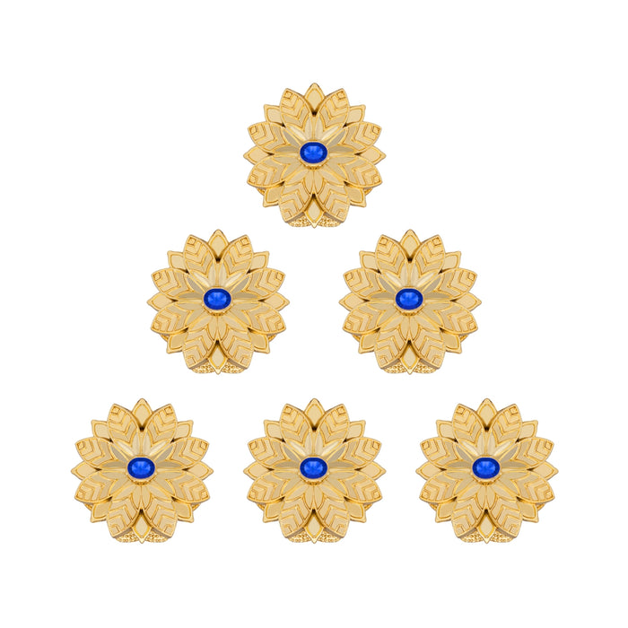 Kumkum Box Set - 2 Inch Dia | 6 Pcs/ Flower Design Sindoor Pot/ Kumkum Bharani For Pooja And Gifting