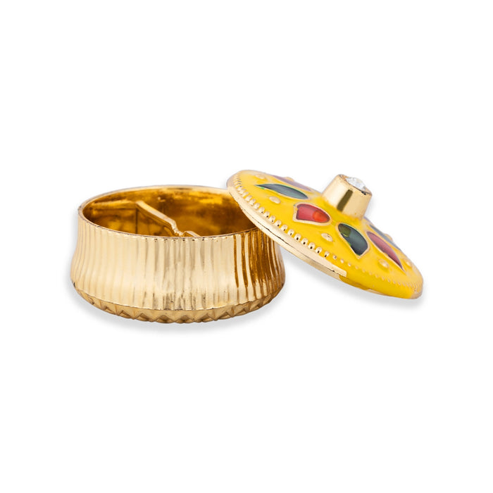 Kumkum Box Set - 2 Inch Dia | 6 Pcs/ Flower Design Sindoor Pot/ Kumkum Bharani For Pooja And Gifting