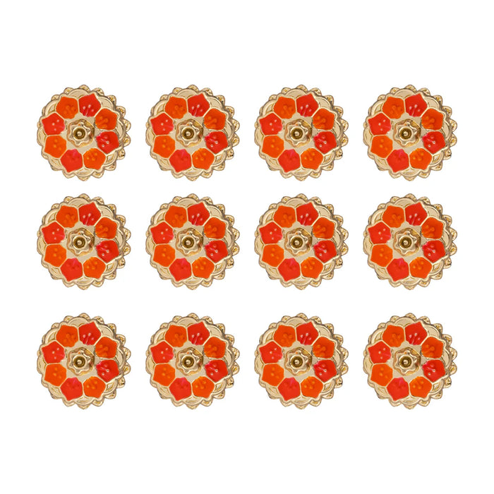 Kumkum Box Set - 1.5 Inches Dia | Kumkum Bharani/ 12 Pcs/ Gold Polish Sindoor Pot for Women/ Assorted Design