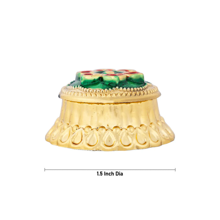 Kumkum Box Set - 1.5 Inches Dia | Kumkum Bharani/ 12 Pcs/ Gold Polish Sindoor Pot for Women/ Assorted Design