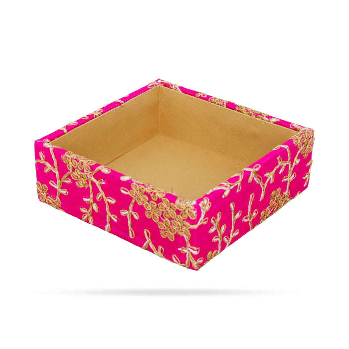 Angoori Tray - 2 x 6 Inches | Jari Design Tray/ Square Shape Decorated Tray for Home