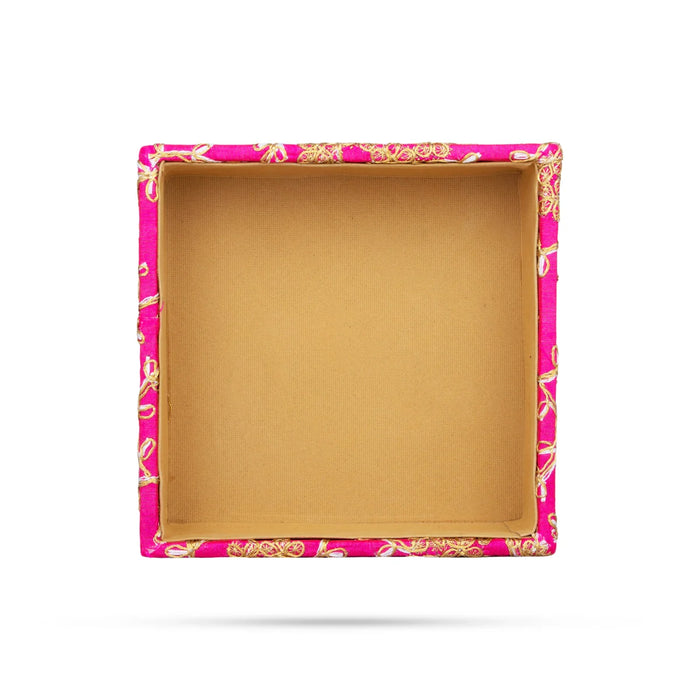 Angoori Tray - 2 x 6 Inches | Jari Design Tray/ Square Shape Decorated Tray for Home