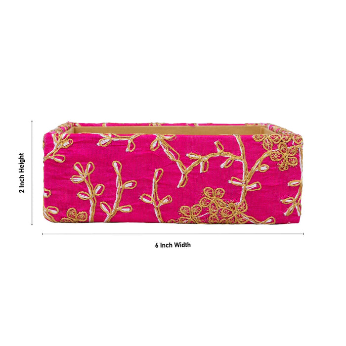 Angoori Tray - 2 x 6 Inches | Jari Design Tray/ Square Shape Decorated Tray for Home