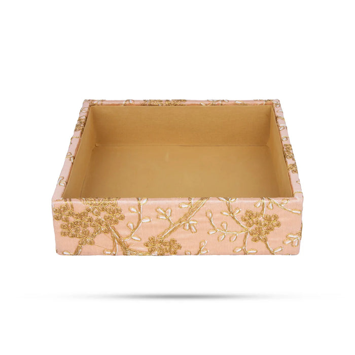 Angoori Tray - 2 x 8 Inches | Jari Design Tray/ Square Shape Decorated Tray for Home