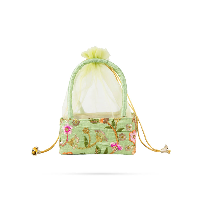 Decorative Tokri Basket With Net Cover - 3 X 6 X 6 Inches | Chocolate Gift Basket/ Gift Hamper Basket For Storage