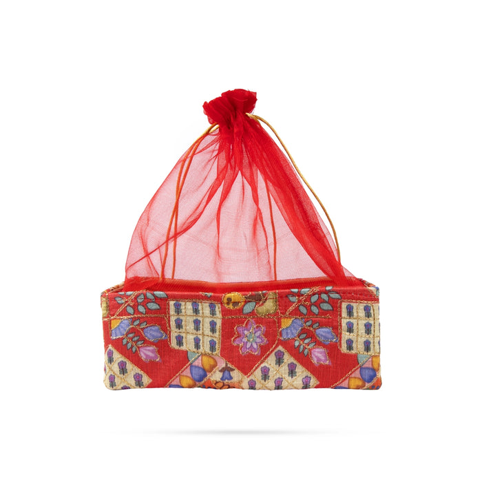 Decorative Tokri Basket With Net Cover - 3 X 8 Inches | Chocolate Gift Basket/ Gift Hamper Basket For Storage