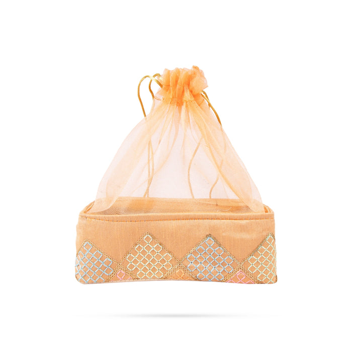 Decorative Tokri Basket With Net Cover - 3 X 8 Inches | Chocolate Gift Basket/ Gift Hamper Basket For Storage