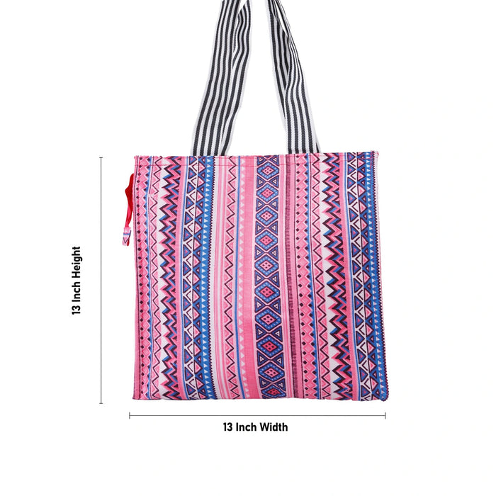 Shopping Bag With Zip - 13 X 13 Inches | Hand Bag With Handle/ Gift Bag For Gifting And Daily Use