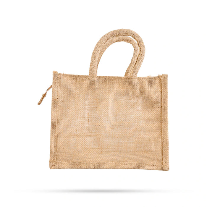Jute Bag With Zip - 8 X 10 Inches | Transparent Cover Gift Bag/ Jute Handbag/ Jute Carry Bag For Return Gifts
