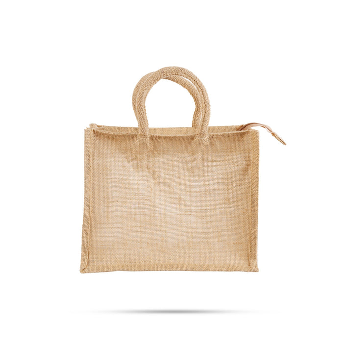 Jute Bag With Zip - 12 X 14 Inches | Jute Carry Bag/ Transparent Cover Gift Bag/ Jute Handbag For Return Gift