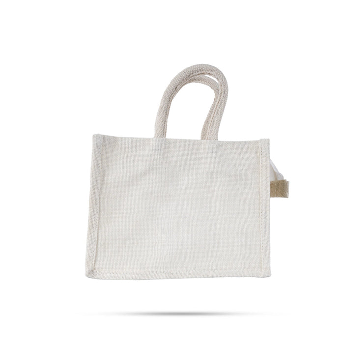 Jute Bag With Zip - 12 X 10 Inches | Lace Design Jute Carry Bag/ Transparent Cover Gift Bag For Return Gifts