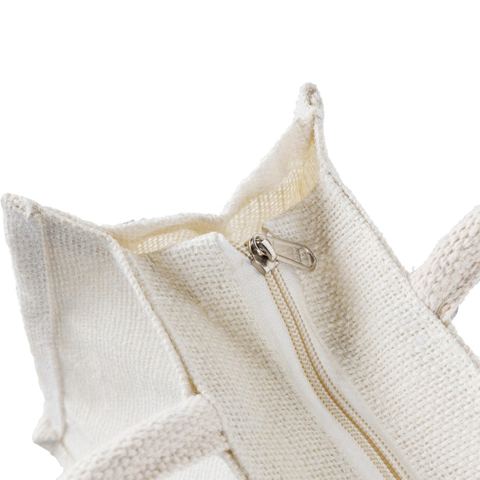 Jute Bag With Zip - 12 X 10 Inches | Lace Design Jute Carry Bag/ Transparent Cover Gift Bag For Return Gifts