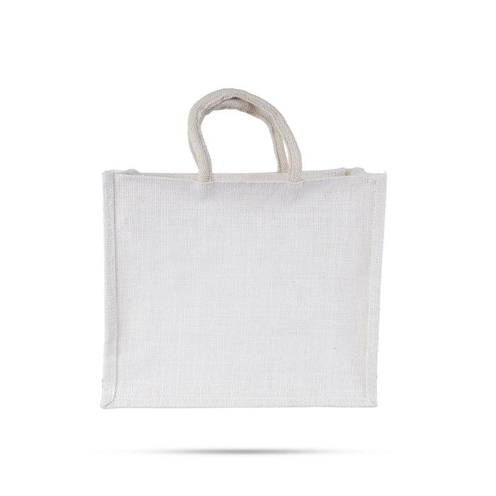 Jute Bag With Zip - 12 X 14 Inches | Lace Design Jute Carry Bag/ Transparent Cover Gift Bag For Return Gifts