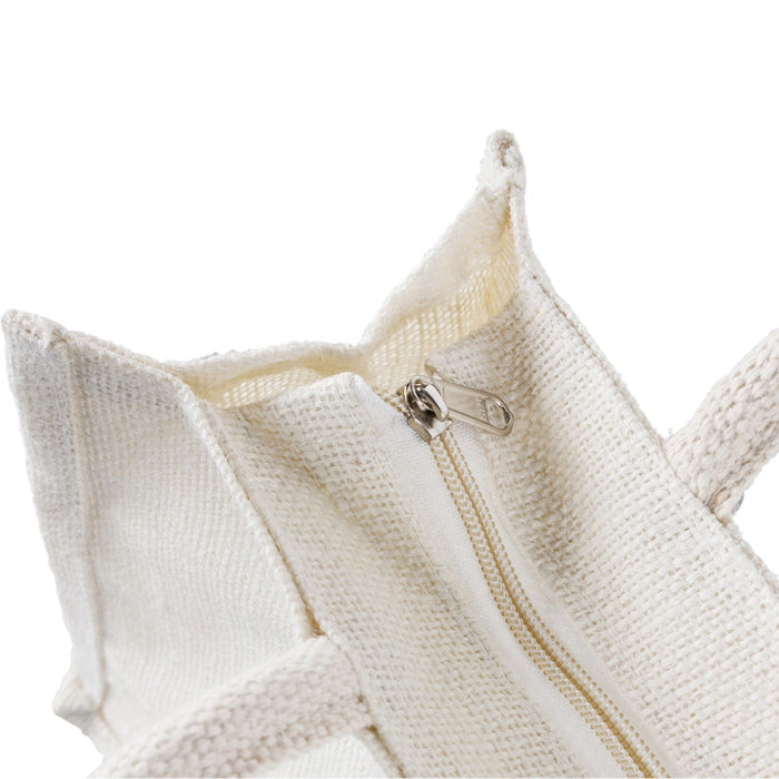 Jute Bag With Zip - 12 X 14 Inches | Lace Design Jute Carry Bag/ Transparent Cover Gift Bag For Return Gifts