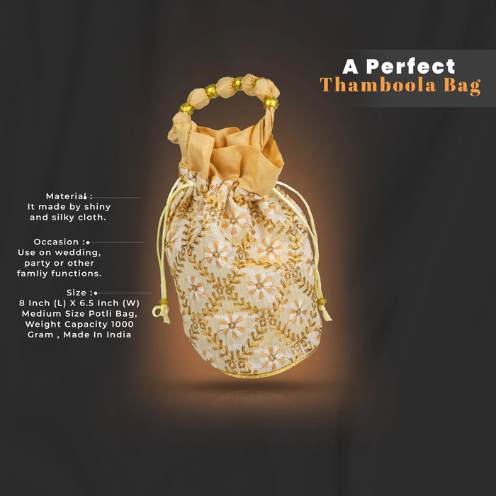 Thamboolam Bag - 8 x 6.5 Inches | Tambula Bag/ Potli Bag for Wedding/ Assorted Colour