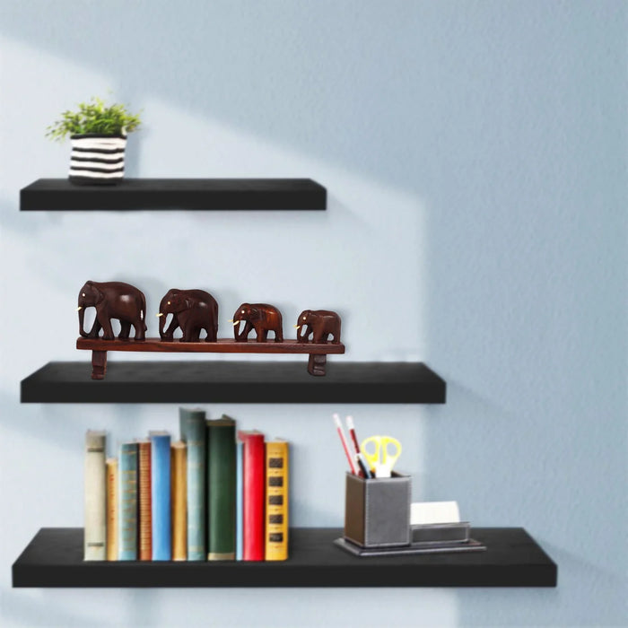 4 Elephant On Bridge Statue - 4 x 11 Inches | Wooden Elephant Idol for Home
