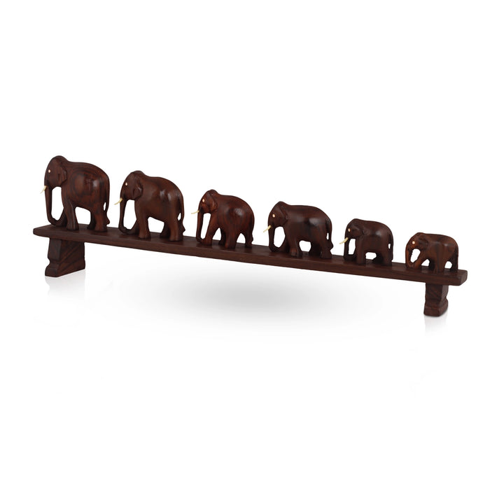 6 Bridge Elephant Figurine - 5 x 18 Inches | Wooden Elephant Idol / Elephant Statue for Home Decor