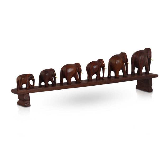 6 Bridge Elephant Figurine - 5 x 18 Inches | Wooden Elephant Idol / Elephant Statue for Home Decor