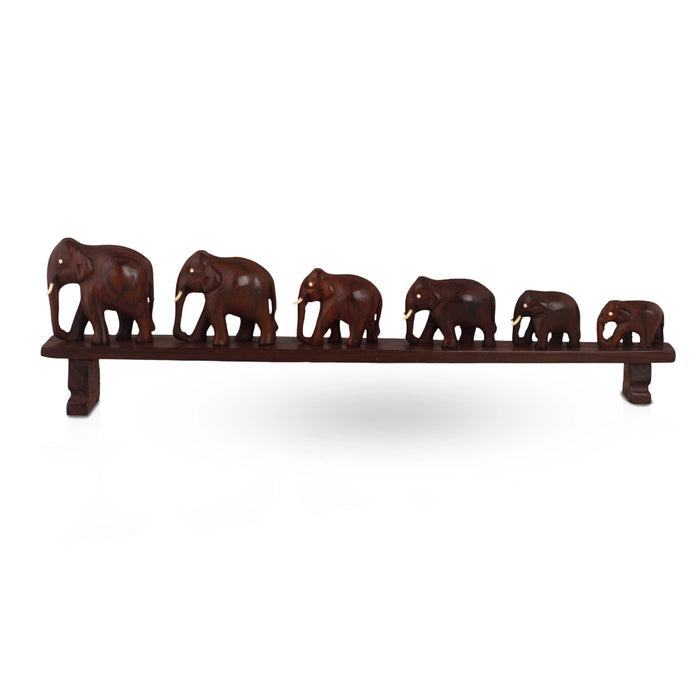 6 Bridge Elephant Figurine - 5 x 18 Inches | Wooden Elephant Idol / Elephant Statue for Home Decor