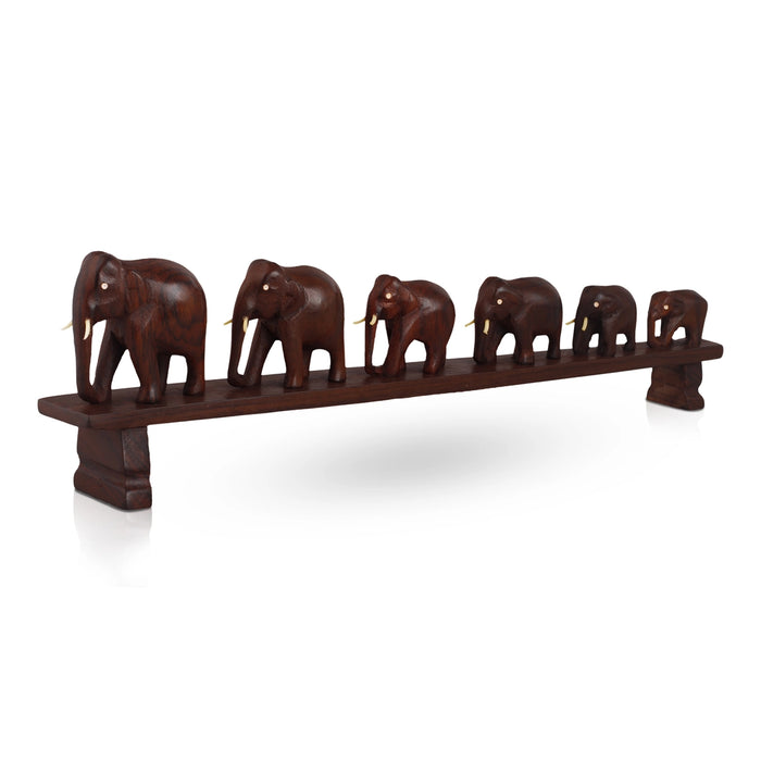 6 Bridge Elephant Figurine - 5 x 18 Inches | Wooden Elephant Idol / Elephant Statue for Home Decor