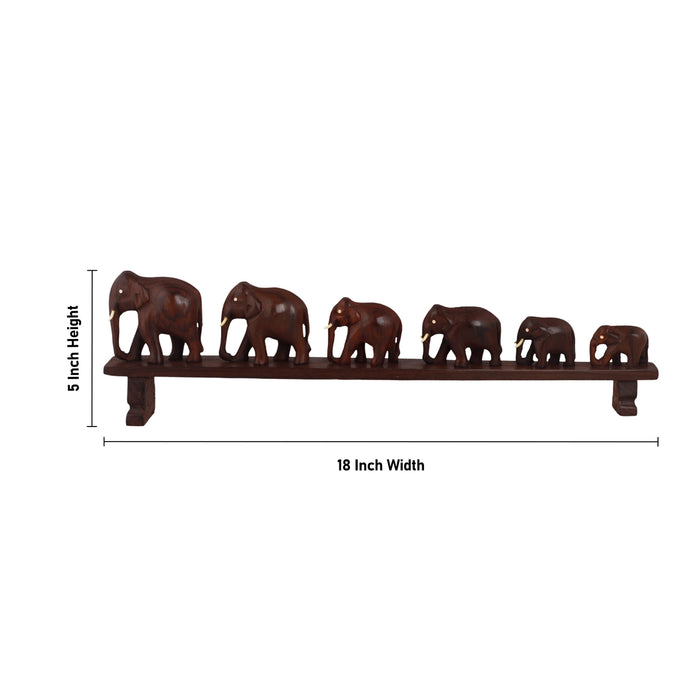 6 Bridge Elephant Figurine - 5 x 18 Inches | Wooden Elephant Idol / Elephant Statue for Home Decor
