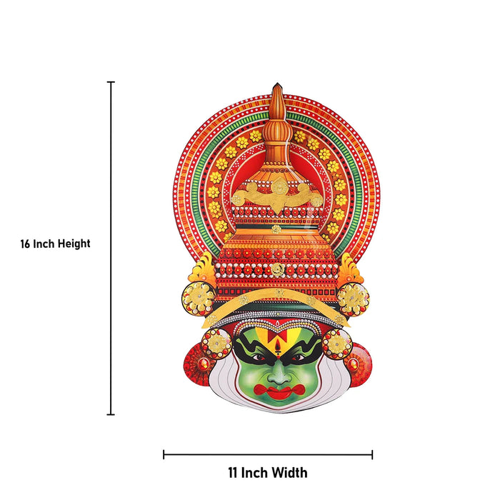 Kathakali Head - 16 Inches | Wall Hanging/ Kathakali Carved Wood Wall Art for Home