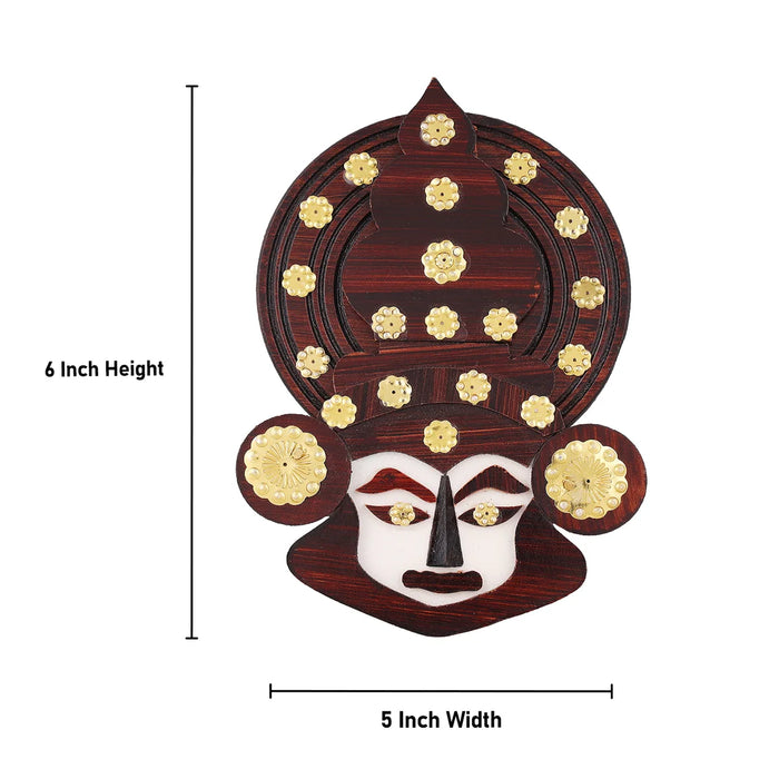 Kathakali Head - 6 x 5 Inches | Wall Hanging/ Kathakali Carved Wood Wall Art for Home