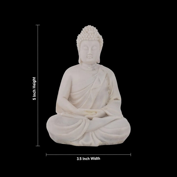 Buddha Statue Sitting On Base - 5 X 3.5 Inches | Resin Statue/ Buddha Idol/ Buddha Murti For Home & Worship
