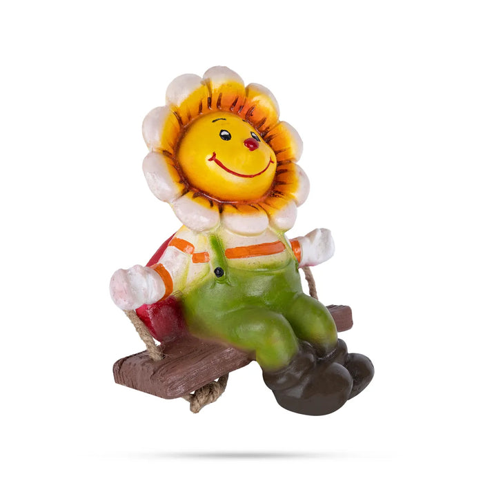 Swing Sun Flower Hanging With Rope- 7.25 X 5 Inches | Resin Home Decor/ Beautiful Wall Hanger For Garden Decor