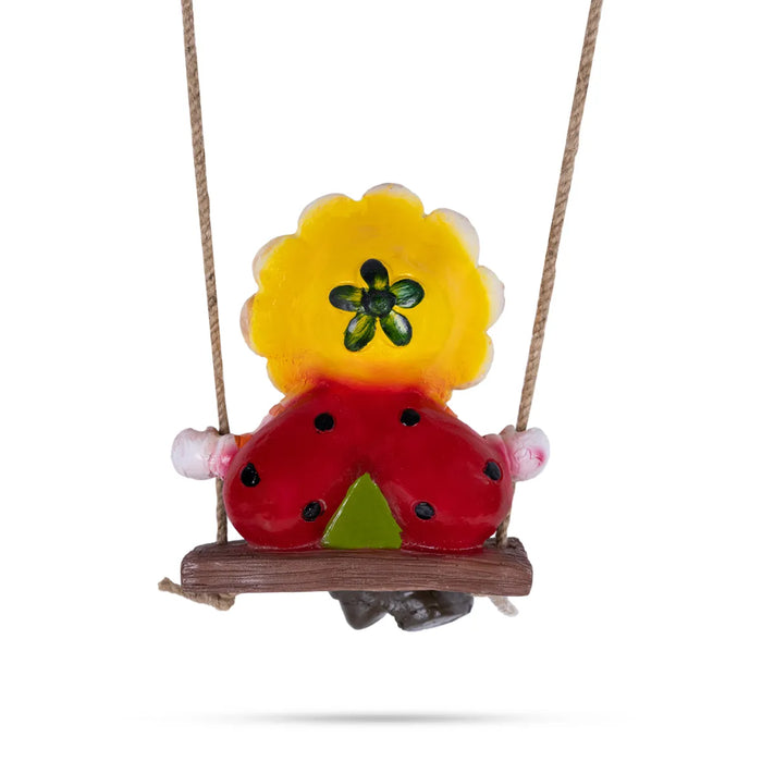 Swing Sun Flower Hanging With Rope- 7.25 X 5 Inches | Resin Home Decor/ Beautiful Wall Hanger For Garden Decor