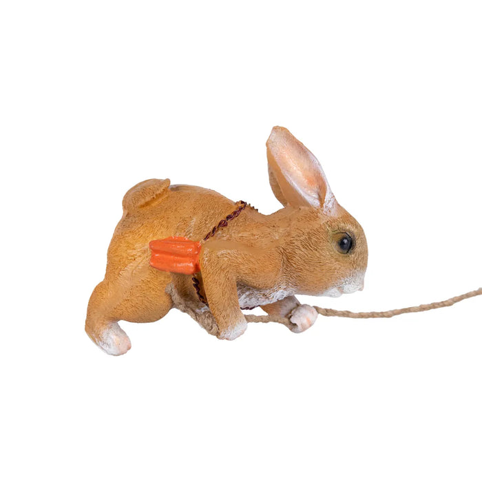 Swing Rabbit Figurine Hanging - 5.25 X 7 Inches | Resin Rabbit Sculpture Wall Hanger/ Rabbit Statue For Garden