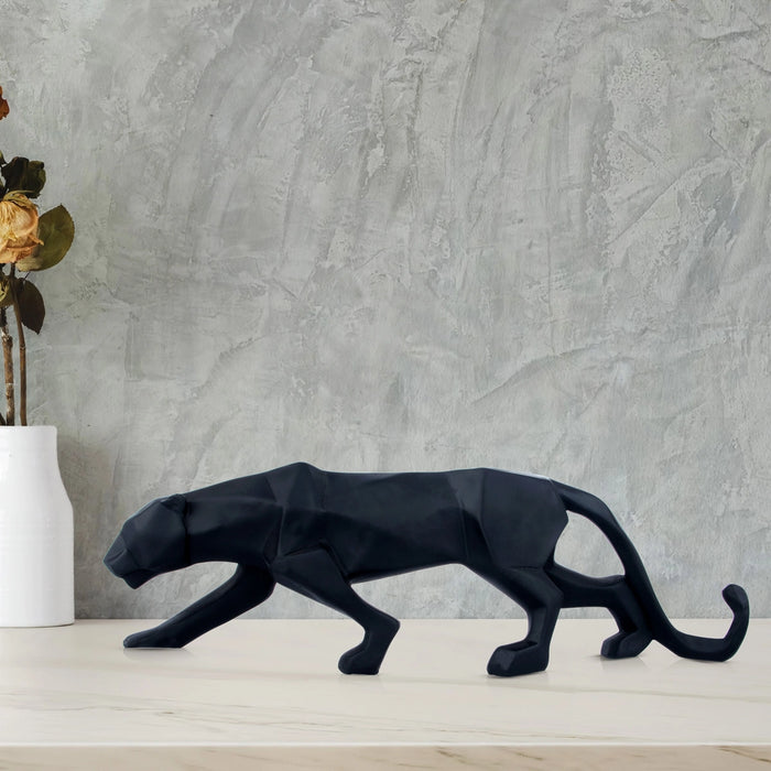 Black Panther Statue - 4.5 x 15 Inches | Resin Statue/ Panther Sculpture/ Panther Figurine for Home