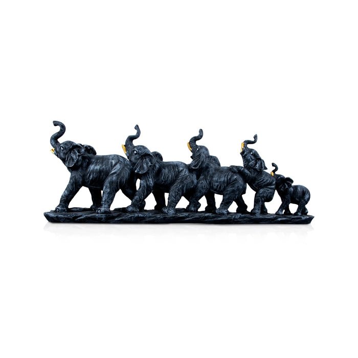 Vastu Elephant Statue - 7 x 18.5 Inches | Resin Statue/ Black Vastu Elephant Sculpture for Home