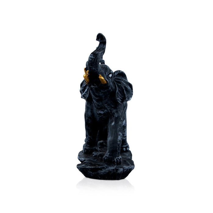 Vastu Elephant Statue - 7 x 18.5 Inches | Resin Statue/ Black Vastu Elephant Sculpture for Home
