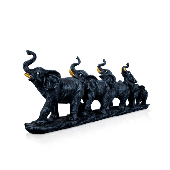 Vastu Elephant Statue - 7 x 18.5 Inches | Resin Statue/ Black Vastu Elephant Sculpture for Home
