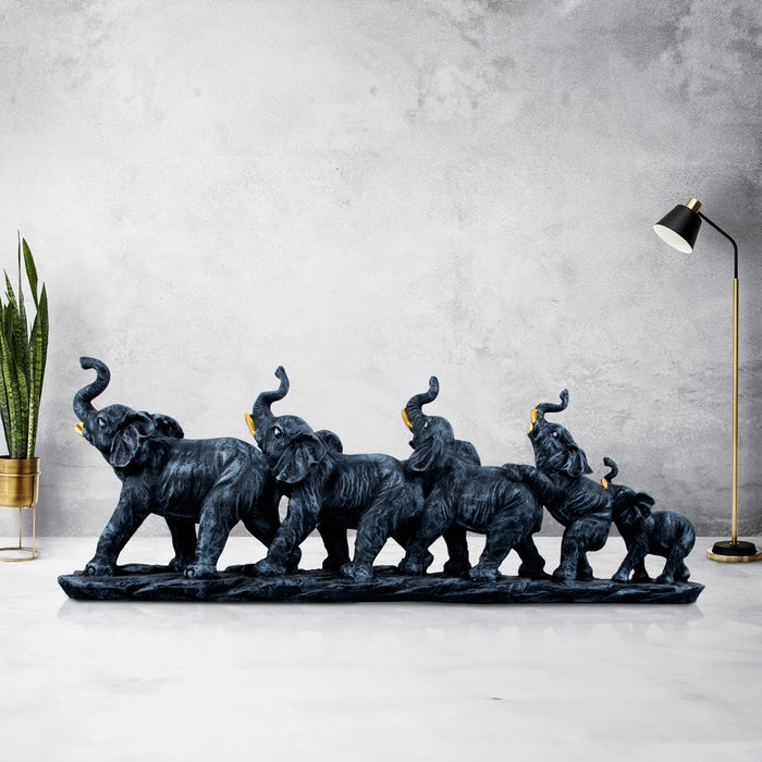 Vastu Elephant Statue - 7 x 18.5 Inches | Resin Statue/ Black Vastu Elephant Sculpture for Home