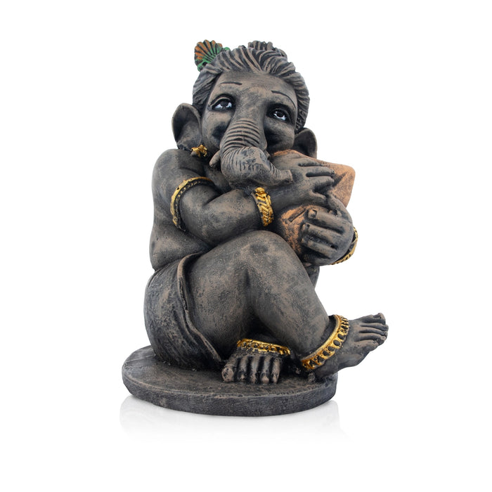 Ganapati Idol - 9.5 x 5.5 Inches | Resin Statue/ Vinayaka Statue/ Ganesha Statue for Home