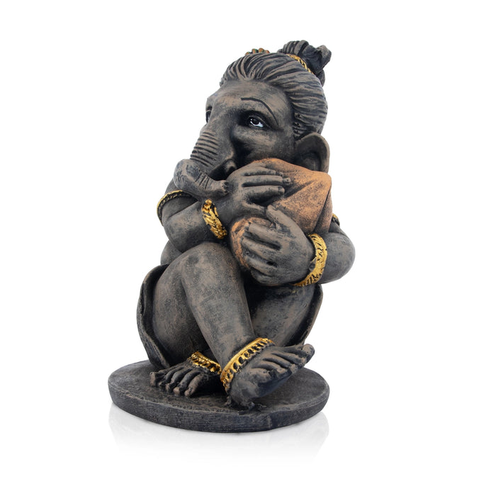 Ganapati Idol - 9.5 x 5.5 Inches | Resin Statue/ Vinayaka Statue/ Ganesha Statue for Home