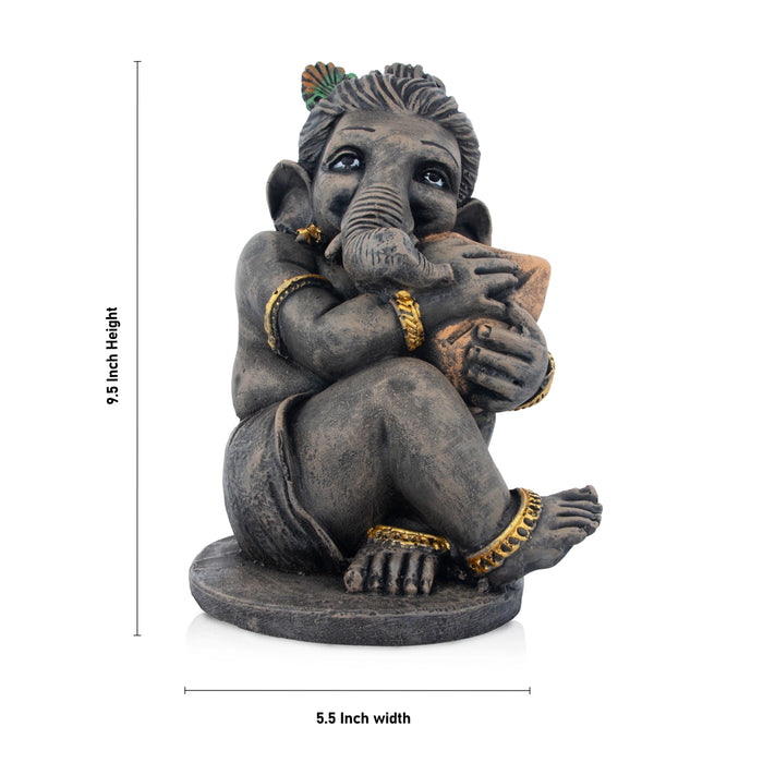 Ganapati Idol - 9.5 x 5.5 Inches | Resin Statue/ Vinayaka Statue/ Ganesha Statue for Home
