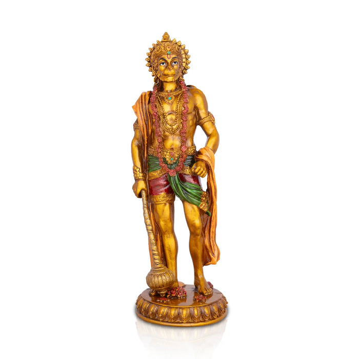 Anjaneya Statue - 10 x 3 Inches | Hanuman Statue/ Hanuman Murti/ Resin Statue for Pooja