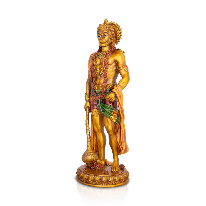 Anjaneya Statue - 10 x 3 Inches | Hanuman Statue/ Hanuman Murti/ Resin Statue for Pooja