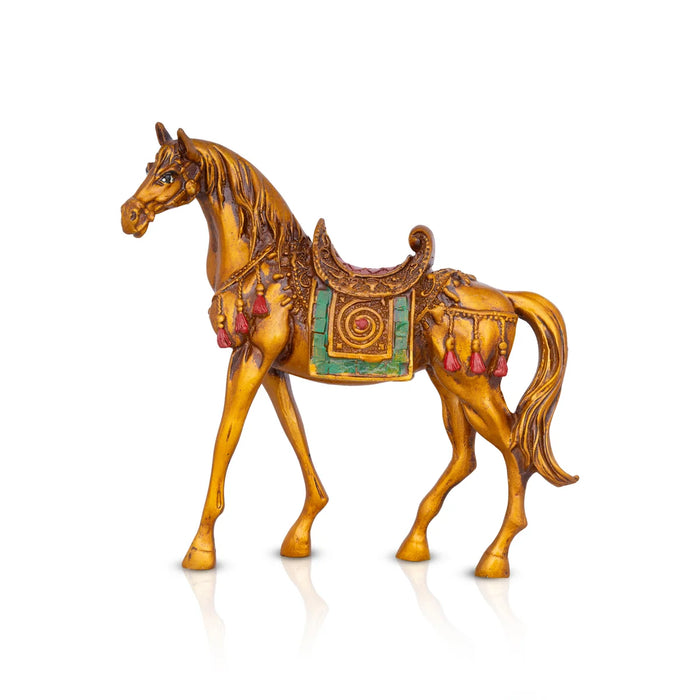 Horse Statue - 6.5 x 7 Inches | Horse Figurine/ Horse Sculpture/ Resin Statue for Pooja