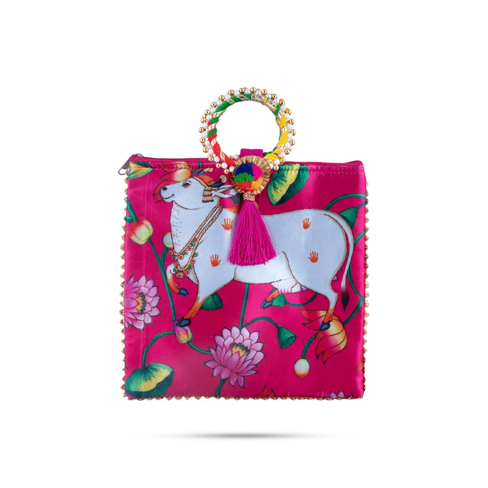 Ladies Hand Bag - 9 x 9 Inches | Printed Handbag/ Womens Handbag/ 65 Gms Approx/ Assorted Colours