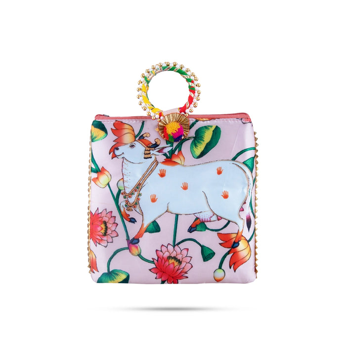 Ladies Hand Bag - 9 x 9 Inches | Printed Handbag/ Womens Handbag/ 65 Gms Approx/ Assorted Colours