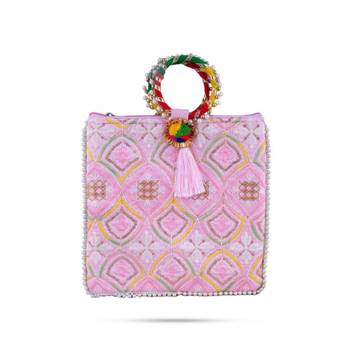 Ladies Hand Bag - 9 x 9 Inches | Handbag With Embroidery/ Womens Handbag/ 65 Gms/ Assorted Colours