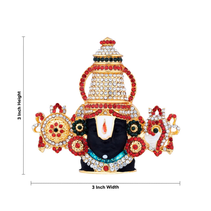 Balaji Murti - 3 x 3 Inches | Stone Balaji Statue/ Stone Tirupati Balaji Idol for Car Decor