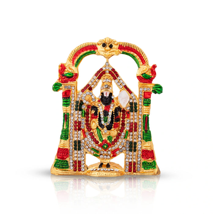 Tirupathi Balaji Standing On Base - 4 x 2.25 Inches | Stone Idol/ Decorative Perumal Statue